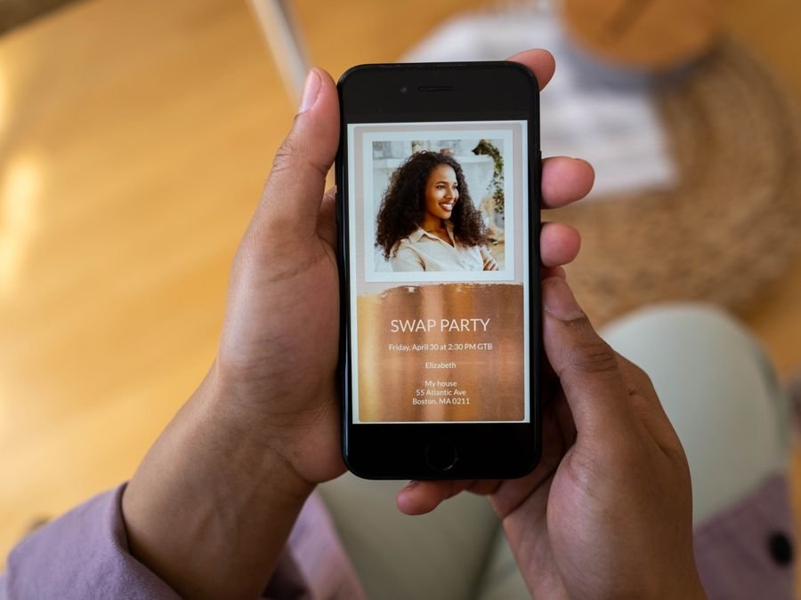 Digital invitation displayed on a mobile phone screen