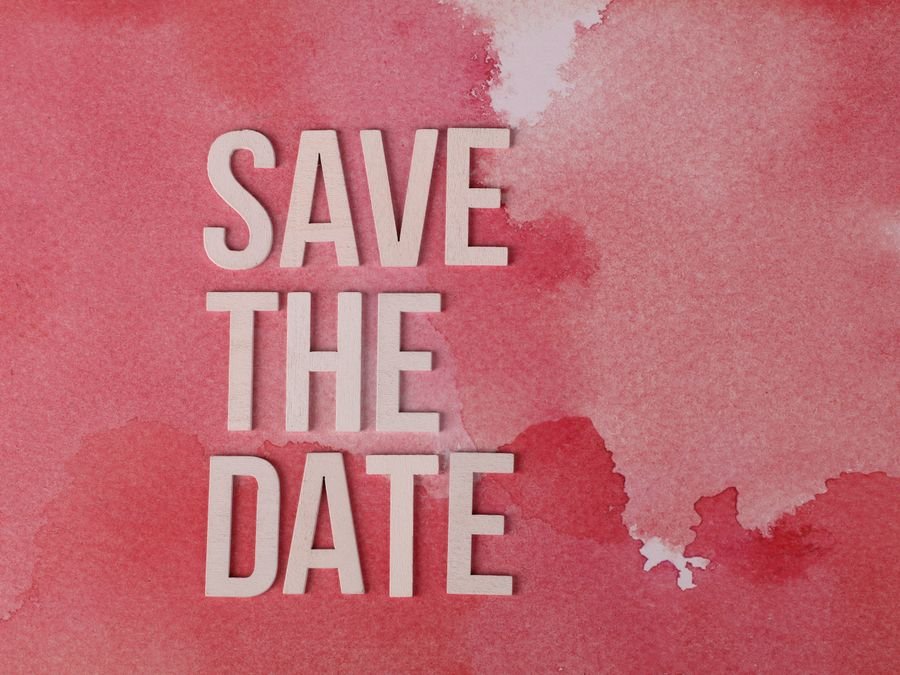 Pink watercolour save-the-date card design
